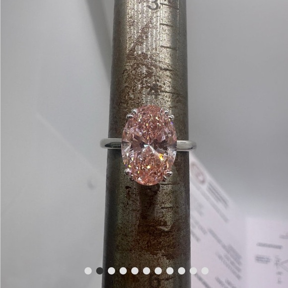 3.08 carat fancy vivid pink oval diamond engagement ring solitaire hidden halo - Picture 9 of 10